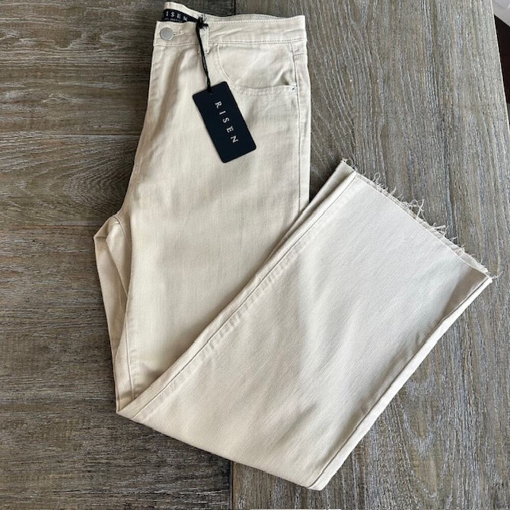 Risen NWT Khaki Mid-Rise Raw Hem Straight Leg Jeans Size - 31/13 - Picture 8 of 11